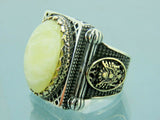 Turkish Handmade Jewelry 925 Sterling Silver Pearl Stone Men's Rings