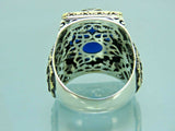 Turkish Handmade Jewelry 925 Sterling Silver Sapphire Stone Mens Rings