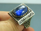 Turkish Handmade Jewelry 925 Sterling Silver Sapphire Stone Mens Rings