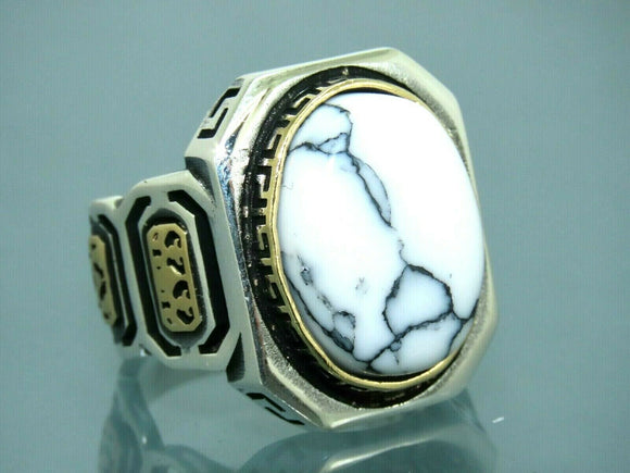 Turkish Handmade Jewelry 925 Sterling Silver Agate Stone Mens Rings