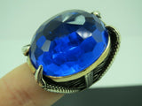 Turkish Handmade Jewelry 925 Sterling Silver Sapphire Stone Mens Rings