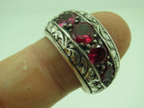 Turkish Handmade Jewelry 925 Sterling Silver Ruby Stone Mens Rings