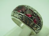 Turkish Handmade Jewelry 925 Sterling Silver Ruby Stone Mens Rings