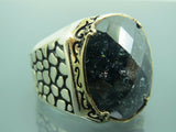 Turkish Handmade Jewelry 925 Sterling Silver Black Zircon Stone Mens Rings