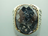 Turkish Handmade Jewelry 925 Sterling Silver Black Zircon Stone Mens Rings