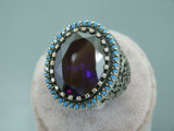 Turkish Handmade Jewelry 925 Sterling Silver Amethyst Stone Men's Rings