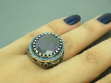 Turkish Handmade Jewelry 925 Sterling Silver Amethyst Stone Men's Rings