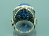 Turkish Handmade Jewelry 925 Sterling Silver Aquamarine Stone Mens Rings