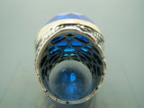 Turkish Handmade Jewelry 925 Sterling Silver Aquamarine Stone Mens Rings