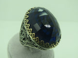 Turkish Handmade Jewelry 925 Sterling Silver Sapphire Stone Mens Rings