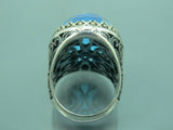 Turkish Handmade Jewelry 925 Sterling Silver Aquamarine Stone Mens Rings