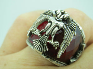 Turkish Handmade Jewelry 925 Sterling Silver Ruby Stone Mens Rings