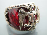 Turkish Handmade Jewelry 925 Sterling Silver Ruby Stone Mens Rings