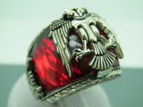 Turkish Handmade Jewelry 925 Sterling Silver Ruby Stone Mens Rings