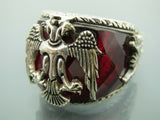 Turkish Handmade Jewelry 925 Sterling Silver Ruby Stone Mens Rings