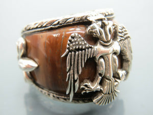 Turkish Handmade Jewelry 925 Sterling Silver Tiger's Eye Stone Mens Rings