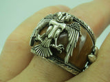 Turkish Handmade Jewelry 925 Sterling Silver Tiger's Eye Stone Mens Rings