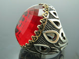 Turkish Handmade Jewelry 925 Sterling Silver Ruby Stone Mens Rings