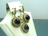 Turkish Handmade Jewelry 925 Sterling Silver Sapphire Stone Women's Earring & Pendant Jewelry Set
