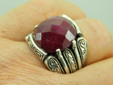 Turkish Handmade Jewelry 925 Sterling Silver Ruby Stone Mens Rings