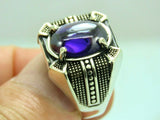 Turkish Handmade Jewelry 925 Sterling Silver Amethyst Stone Men's Rings