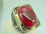 Turkish Handmade Jewelry 925 Sterling Silver Ruby Stone Mens Rings