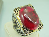 Turkish Handmade Jewelry 925 Sterling Silver Ruby Stone Mens Rings