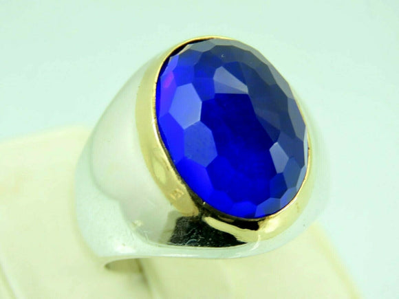 Turkish Handmade Jewlry 925 Sterling Silver Sapphire Stone Mens Rings