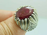 Turkish Handmade Jewelry 925 Sterling Silver Ruby Stone Mens Rings