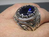 Turkish Handmade Jewelry 925 Sterling Silver Sapphire Stone Mens Rings