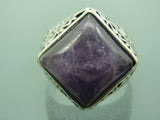Turkish Handmade Jewelry 925 Sterling Silver Amethyst Stone Engraved Mens Rings