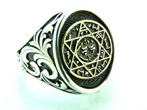 Turkish Handmade Jewelry 925 Sterling Silver Mason Design Men's Rings