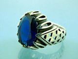 Turkish Handmade Jewelry 925 Sterling Silver Sapphire Stone Mens Rings