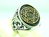 Turkish Handmade Jewelry 925 Sterling Silver Mason Design Men's Rings