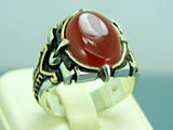 Turkish Handmade Jewelry 925 Sterling Silver Agate Stone Mens Rings