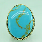 Turkish Handmade Jewelry 925 Sterling Silver Turquoise Stone Mens Rings