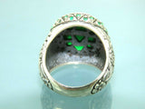 Turkish Handmade Jewelry 925 Sterling Silver Emerald Stone Mens Rings