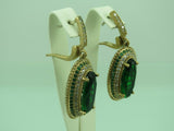 Turkish Handmade Jewelry 925 Sterling Silver Emerald Stone Women Earrings