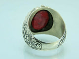 Turkish Handmade Jewelry 925 Sterling Silver Ruby Stone Mens Rings