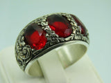 Turkish Handmade Jewelry 925 Sterling Silver Ruby Stone Mens Rings