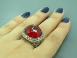 Turkish Handmade Jewelry 925 Sterling Silver Ruby Stone Mens Rings