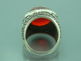 Turkish Handmade Jewelry 925 Sterling Silver Ruby Stone Mens Rings