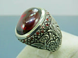Turkish Handmade Jewelry 925 Sterling Silver Ruby Stone Mens Rings
