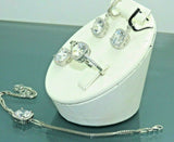 Turkish Handmade Jewelry 925 Sterling Silver Zircon Stone Women's Necklace, Earring, Bracelet & Ring Jewelry Set