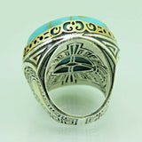 Turkish Handmade Jewelry 925 Sterling Silver Turquoise Stone Mens Rings