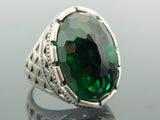 Turkish Handmade Jewelry 925 Sterling Silver Emerald Stone Mens Rings