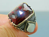 Turkish Handmade Jewelry 925 Sterling Silver Ruby Stone Mens Rings