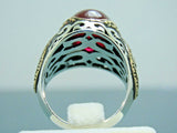 Turkish Handmade Jewelry 925 Sterling Silver Ruby Stone Mens Rings