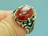 Turkish Handmade Jewelry 925 Sterling Silver Agate Stone Mens Rings