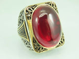 Turkish Handmade Jewelry 925 Sterling Silver Ruby Stone Mens Rings